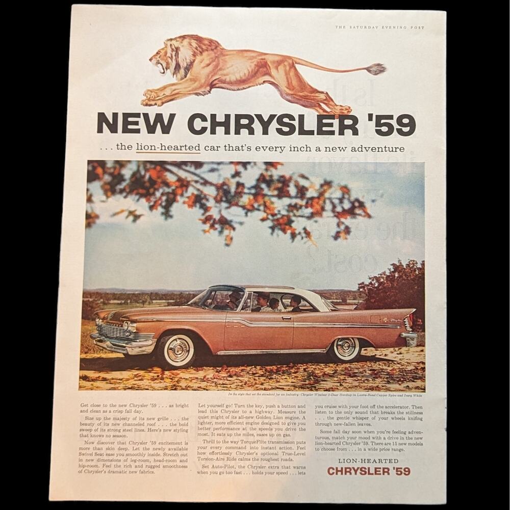 Vintage Print Ad 1958 Chrysler '59 Windsor
